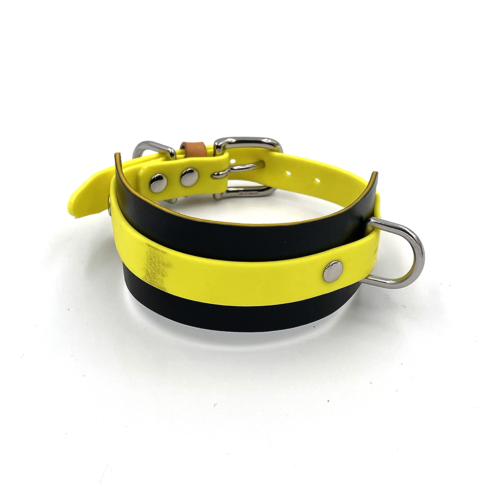 Neongult halsbånd i biothane – håndlavet til mynder