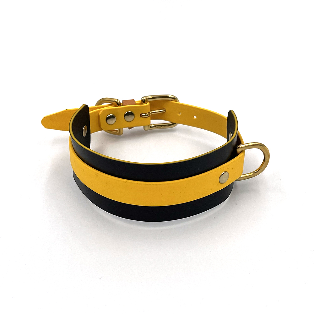 Yellow biothane collar – lightweight and easy to clean