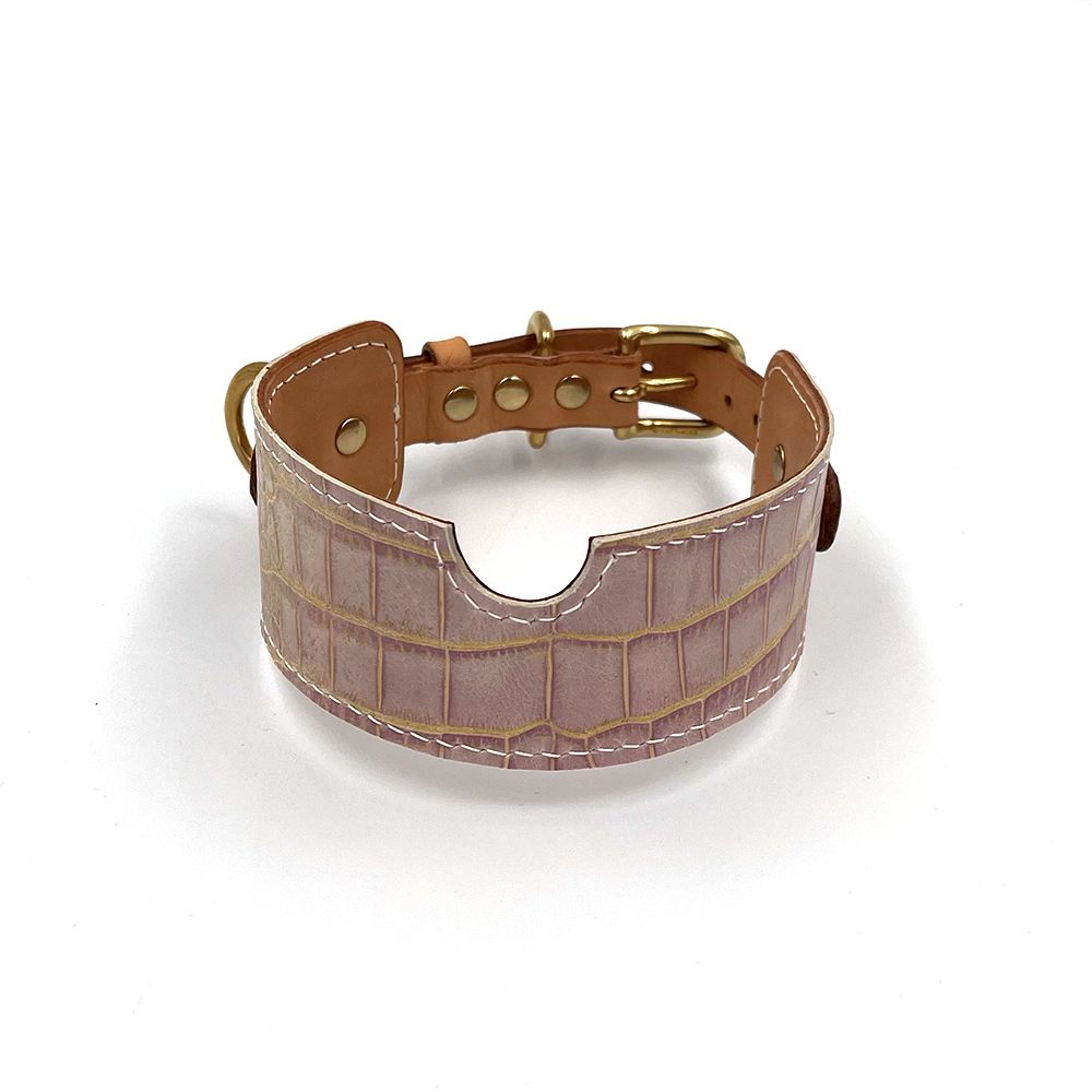 Lilla krokodillepræget halsbånd – i kunstlæder til whippet