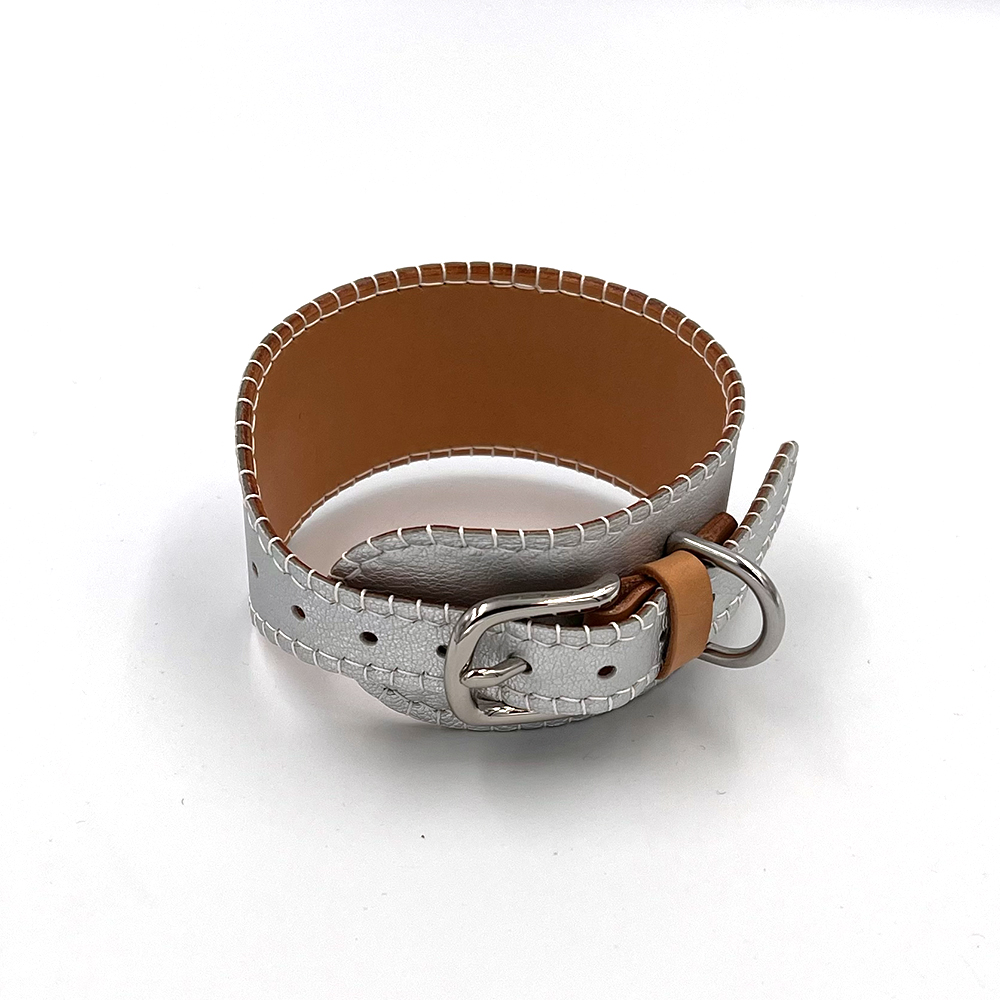 Silver satin collar with elegant finish – limited edition for small sighthounds